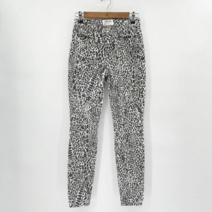 Frame Denim Le High Skinny Abstract In Animal Print‎ Jeans Size 25 Black White